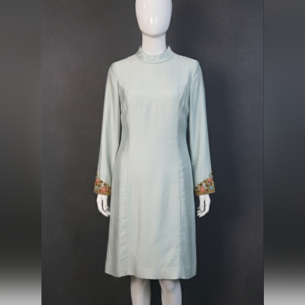 Vintage Handmade Raw Silk Dress With Intricate Beading Sz Medium